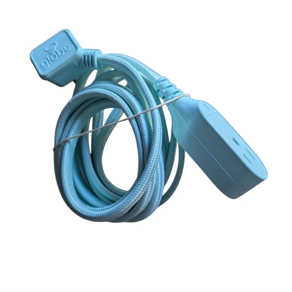 2/$15 BNWOT Globe Light Blue/Aqua Extension Cord- Power Cable- 6 Foot